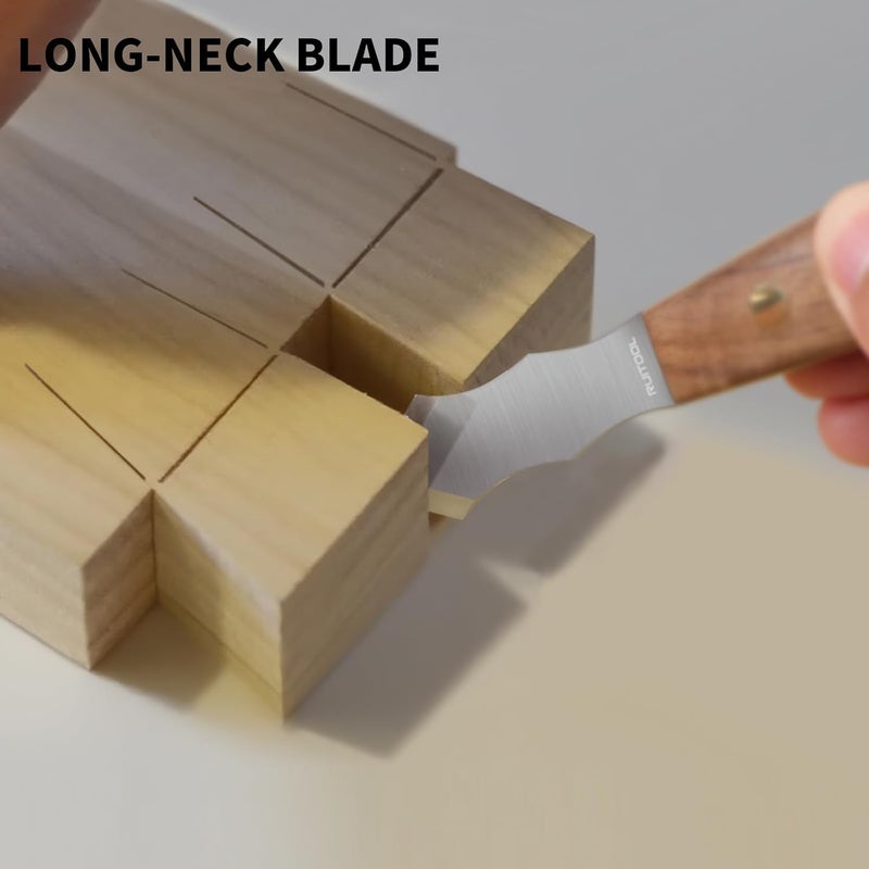 RUITOOL Marking Knife, Long‑Neck Thin Blade Scribing Tool with Dual Grooves for Woodworking – High Carbon Steel Double Beveled Blade for Precision Wood Carving & Fine‑Line Scribing in Narrow Grooves - Image 3